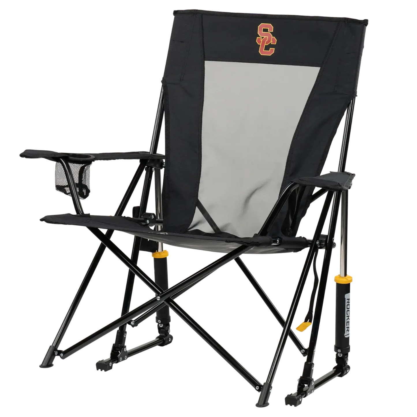 Luxury Camp College Comfort Pro Rocker - USC Trojans - Choice 856 - Freestyle Rocker Portable Outdoor Folding Chair Detail