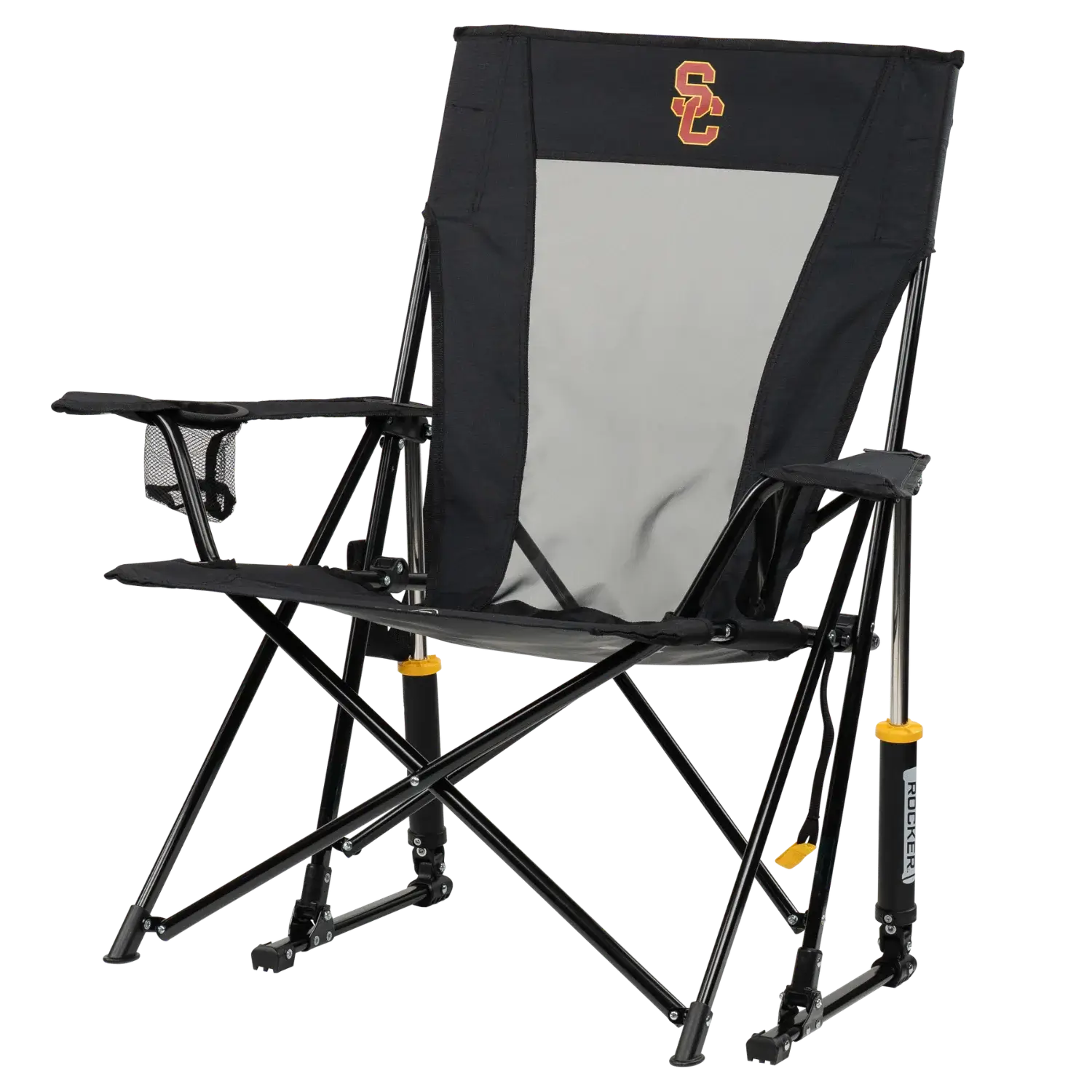 Luxury Camp College Comfort Pro Rocker - USC Trojans - Choice 856 - Freestyle Rocker Portable Outdoor Folding Chair Detail