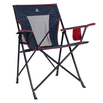 Space-Saving Pico Comfort Quad Chair - Choice 989 - Premium Slim-Fold Compact Chair with Messenger Bag - Indigo/Red