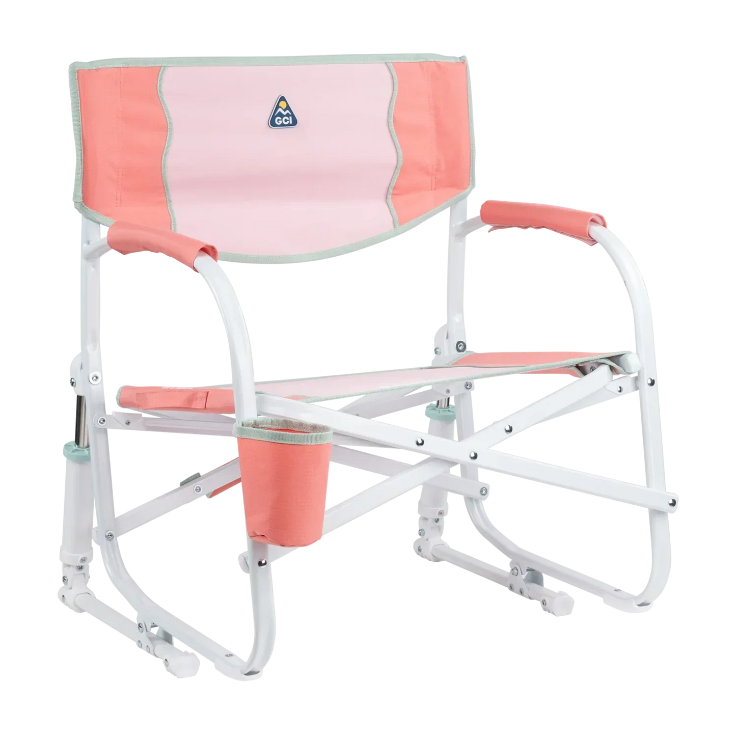Premium All-Weather Grab & Go Rocker - Choice 551 - Freestyle Rocker Portable Outdoor Folding Chair - Coral
