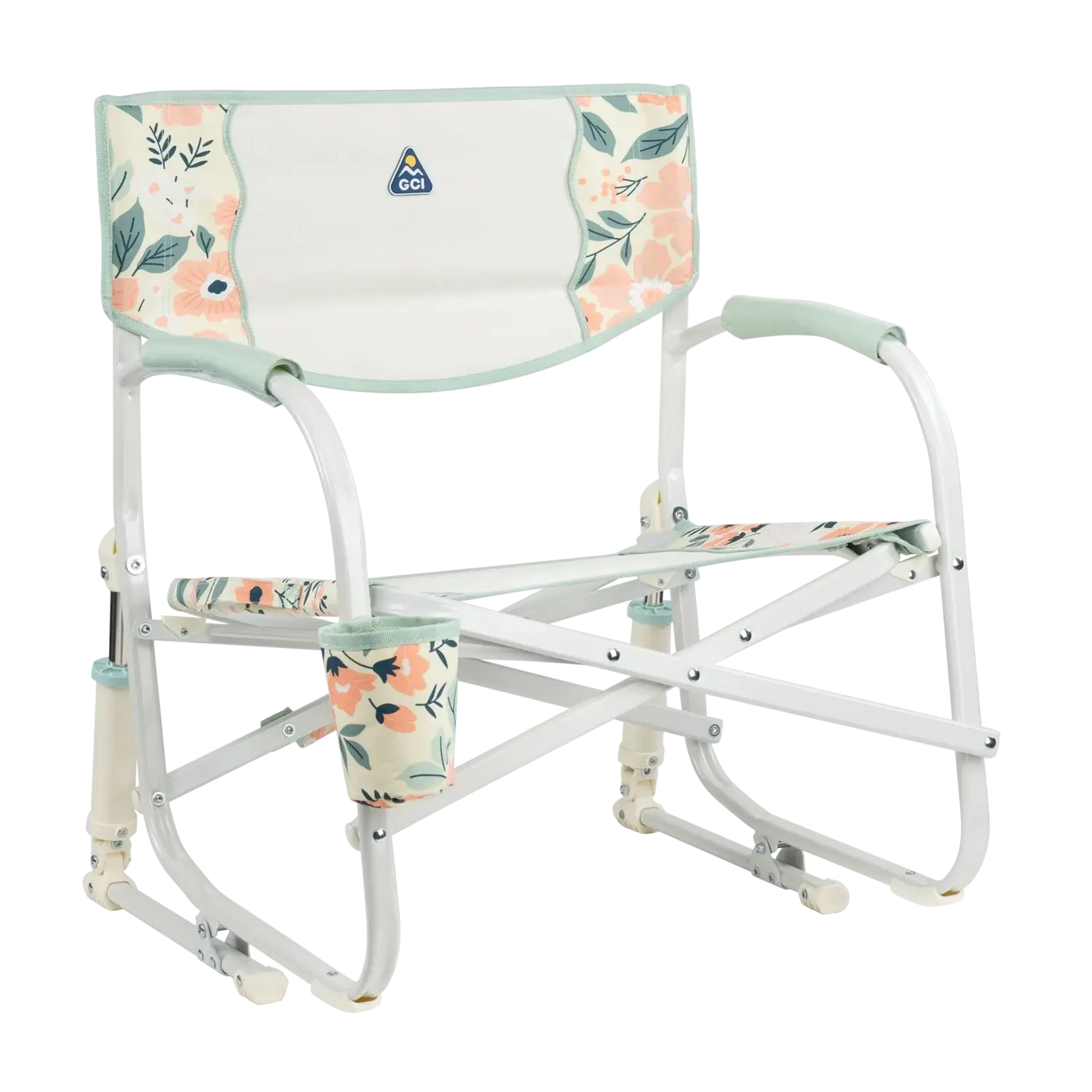 Premium All-Weather Grab & Go Rocker - Choice 551 - Freestyle Rocker Portable Outdoor Folding Chair - Floral Bouquet