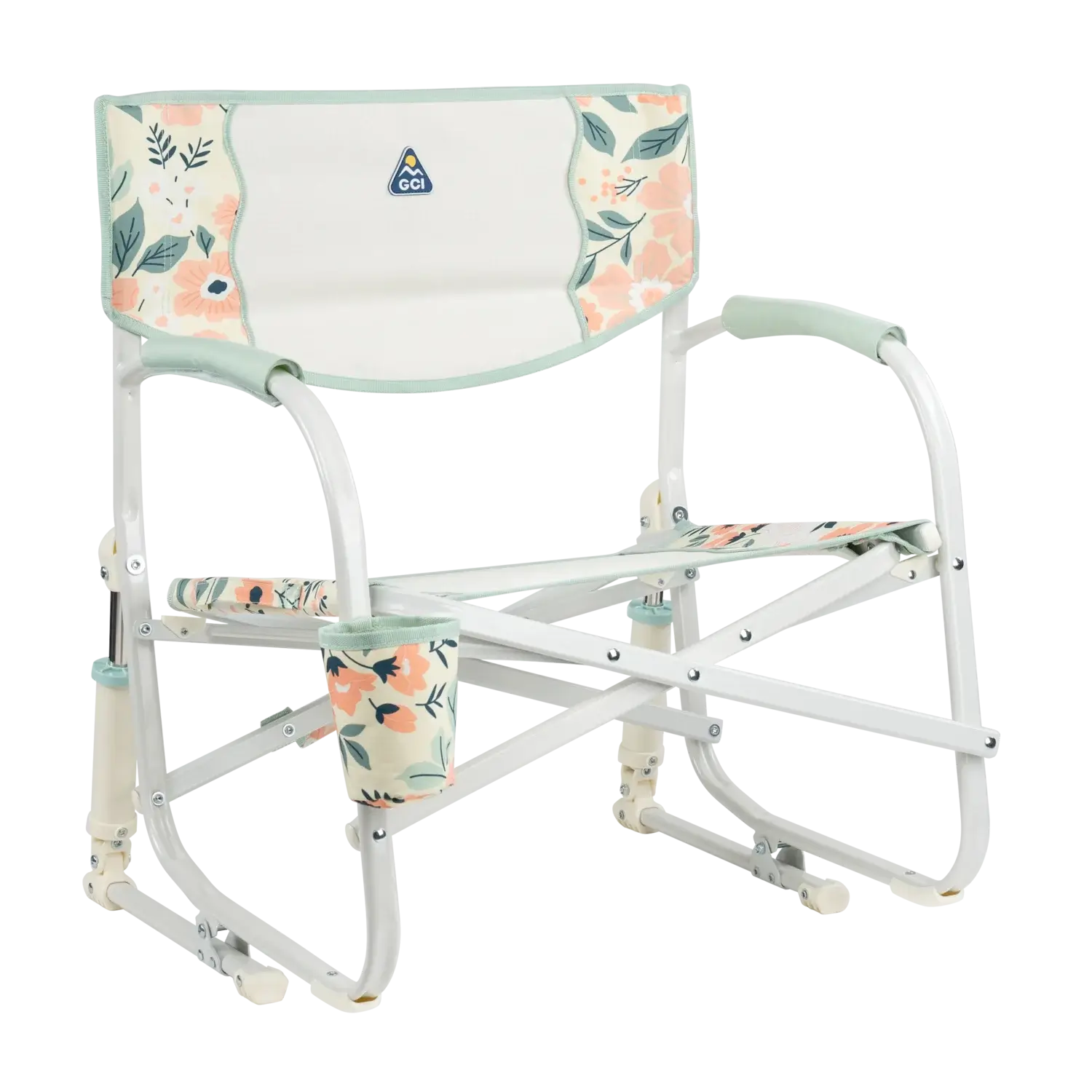Premium All-Weather Grab & Go Rocker - Choice 551 - Freestyle Rocker Portable Outdoor Folding Chair - Floral Bouquet