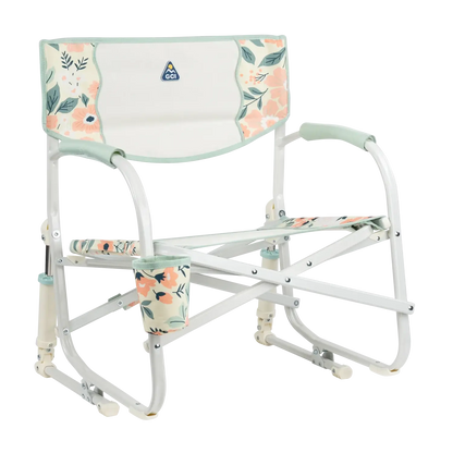 Premium All-Weather Grab & Go Rocker - Choice 551 - Freestyle Rocker Portable Outdoor Folding Chair - Floral Bouquet