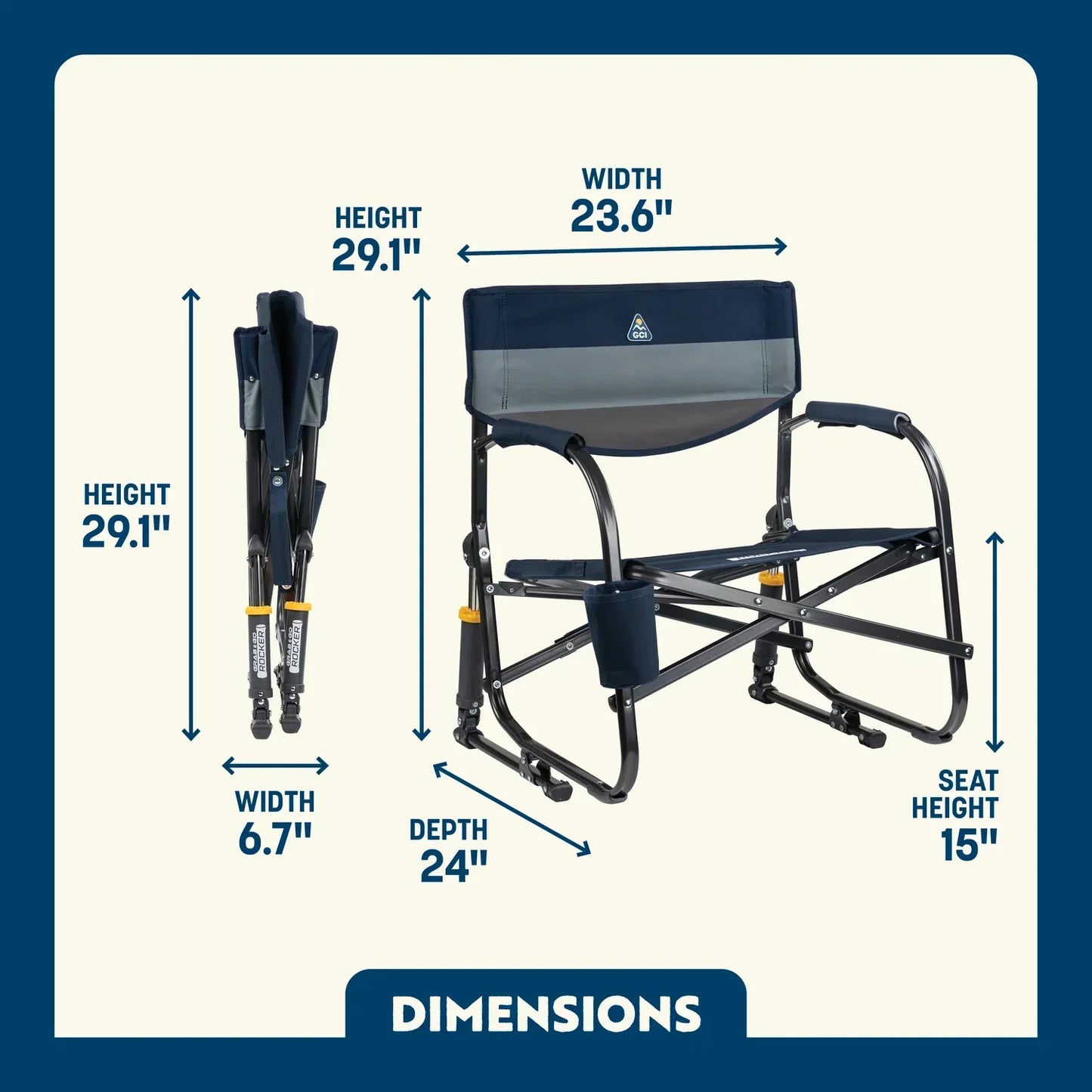 Premium All-Weather Grab & Go Rocker - Choice 551 - Freestyle Rocker Portable Outdoor Folding Chair Detail