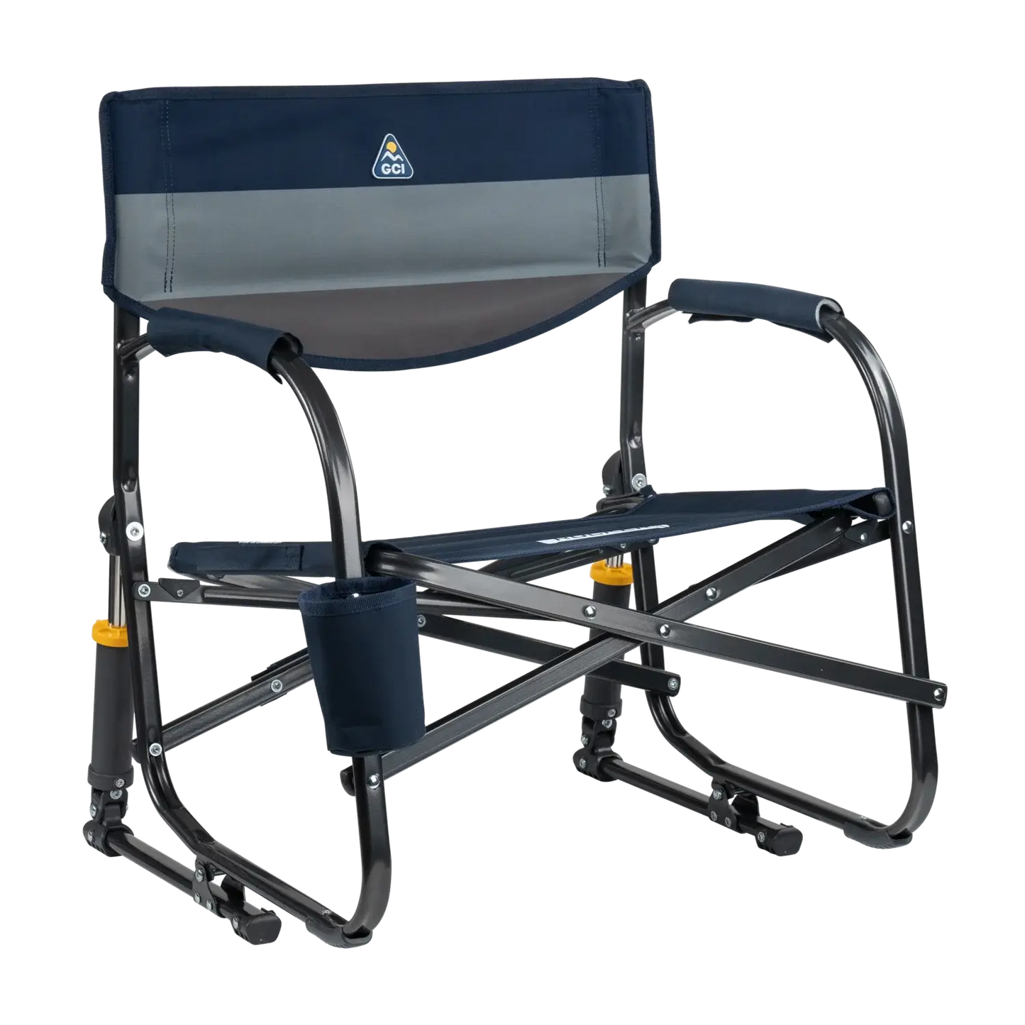Premium All-Weather Grab & Go Rocker - Choice 551 - Freestyle Rocker Portable Outdoor Folding Chair - Indigo Color Block