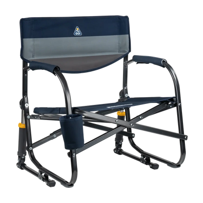 Premium All-Weather Grab & Go Rocker - Choice 551 - Freestyle Rocker Portable Outdoor Folding Chair - Indigo Color Block