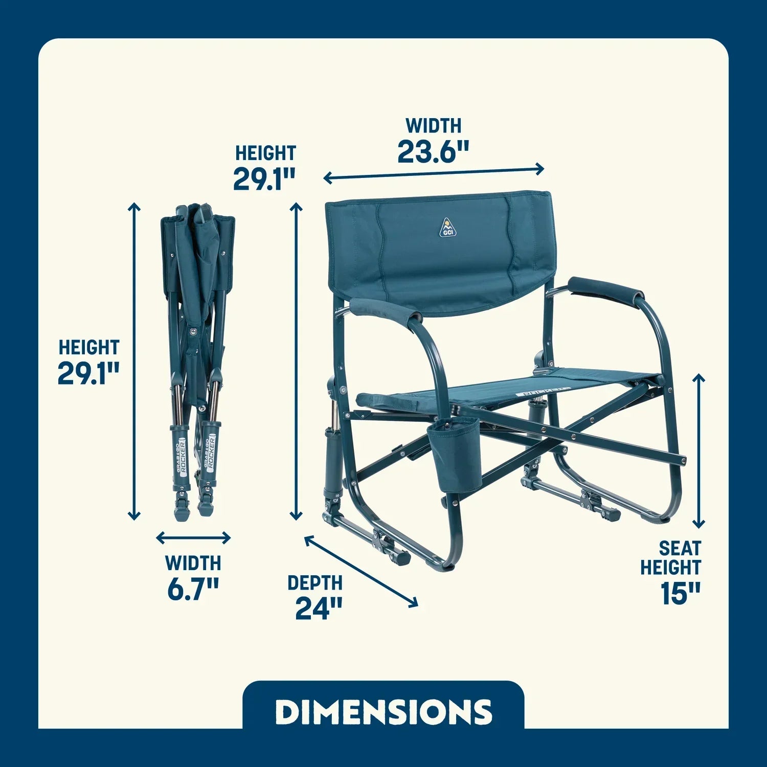 Premium All-Weather Grab & Go Rocker - Choice 551 - Freestyle Rocker Portable Outdoor Folding Chair Detail