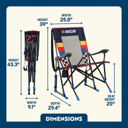 Luxury Camp RoadTrip Rocker - NASCAR For Him - Choice 453 - RoadTrip Rocker Smooth Motion Camp Chair Detail