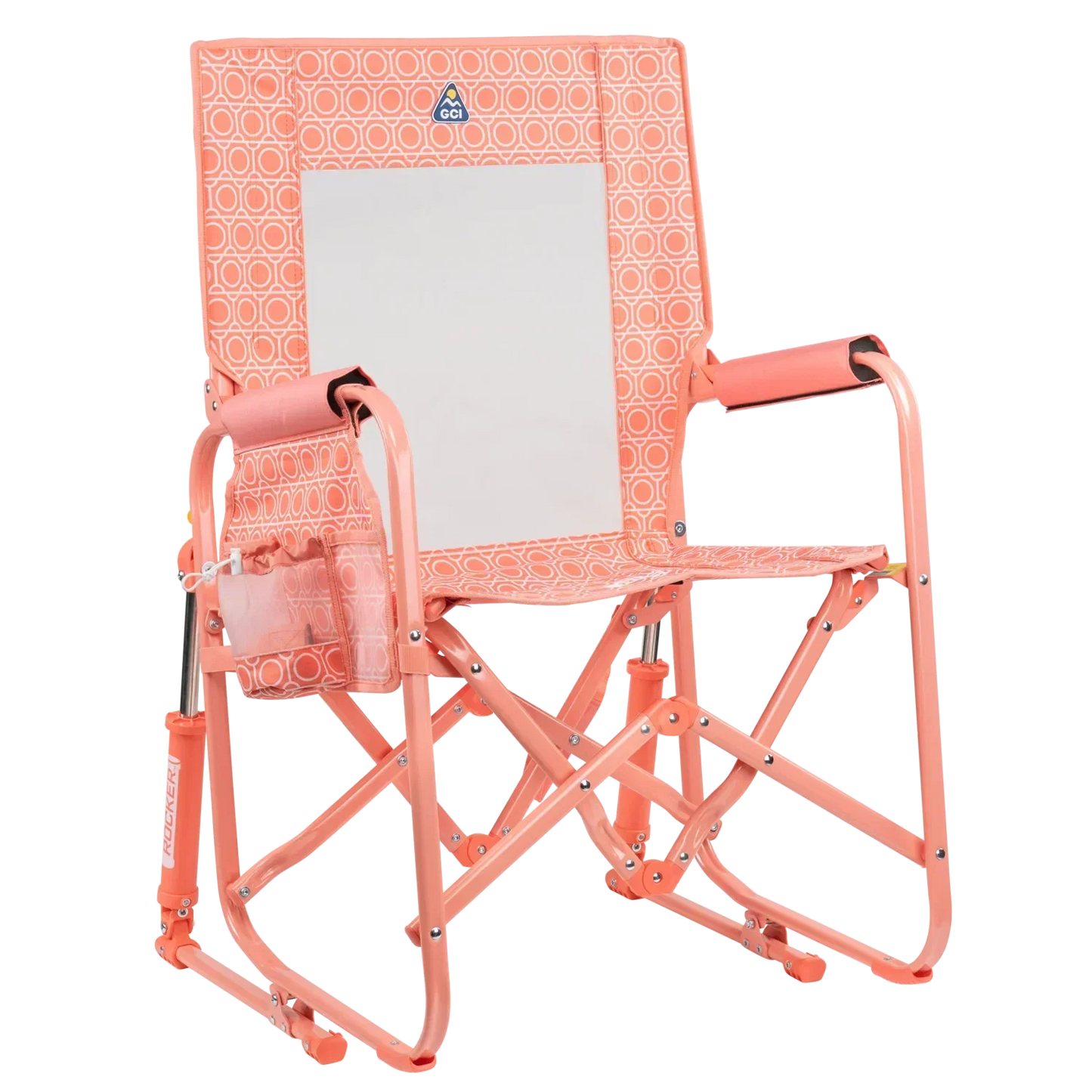 Luxury Camp Stowaway Rocker - Choice 794 - Freestyle Rocker Portable Outdoor Folding Chair - Coral Mosaic