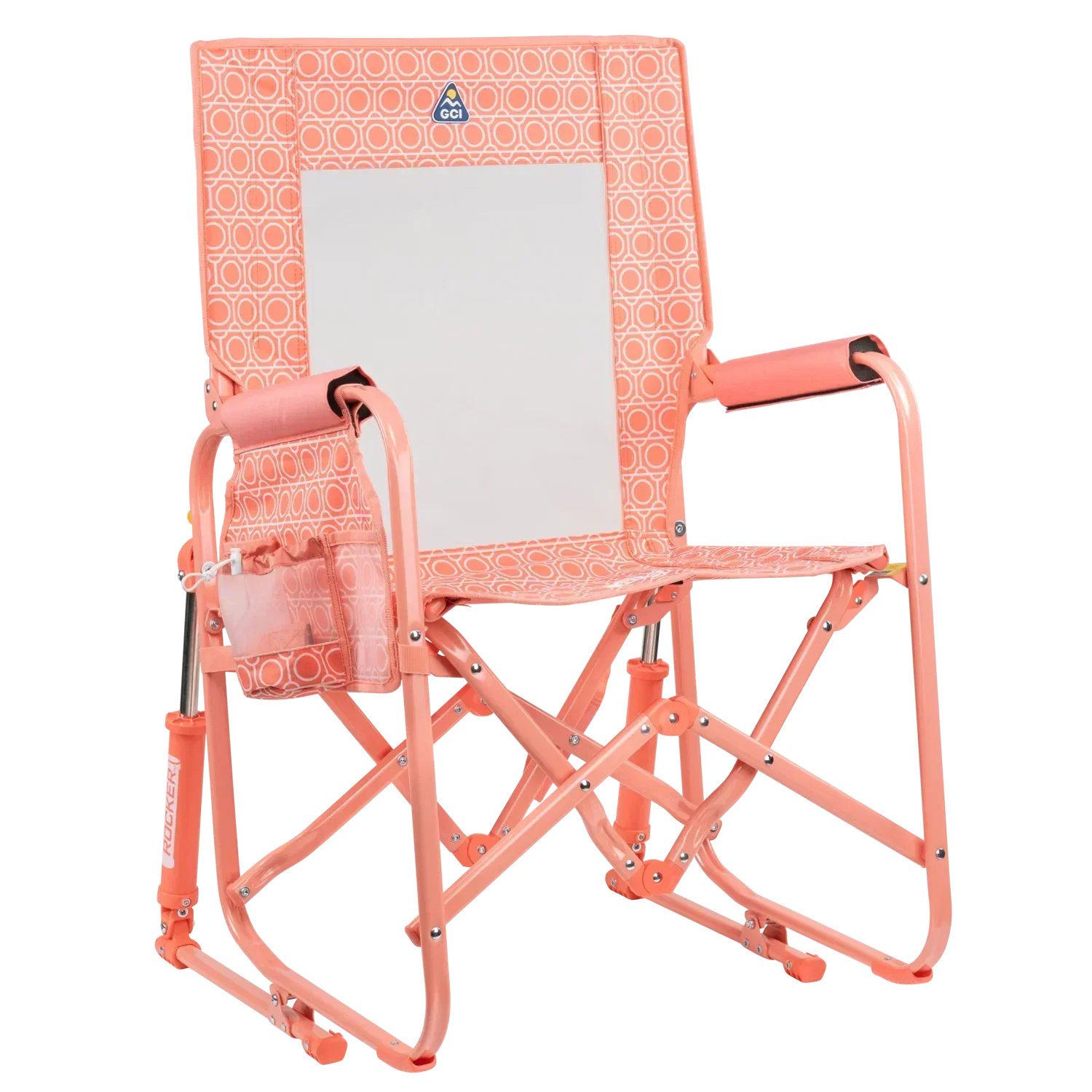 Luxury Camp Stowaway Rocker - Choice 794 - Freestyle Rocker Portable Outdoor Folding Chair - Coral Mosaic