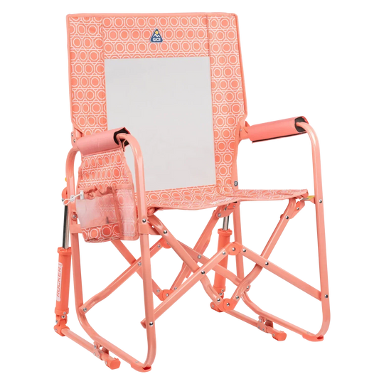 Luxury Camp Stowaway Rocker - Choice 794 - Freestyle Rocker Portable Outdoor Folding Chair - Coral Mosaic
