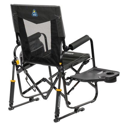 Premium All-Weather Stowaway Rocker with Side Table - Choice 253 - Heavy-Duty Kickback Rocker with Beverage Holder Detail