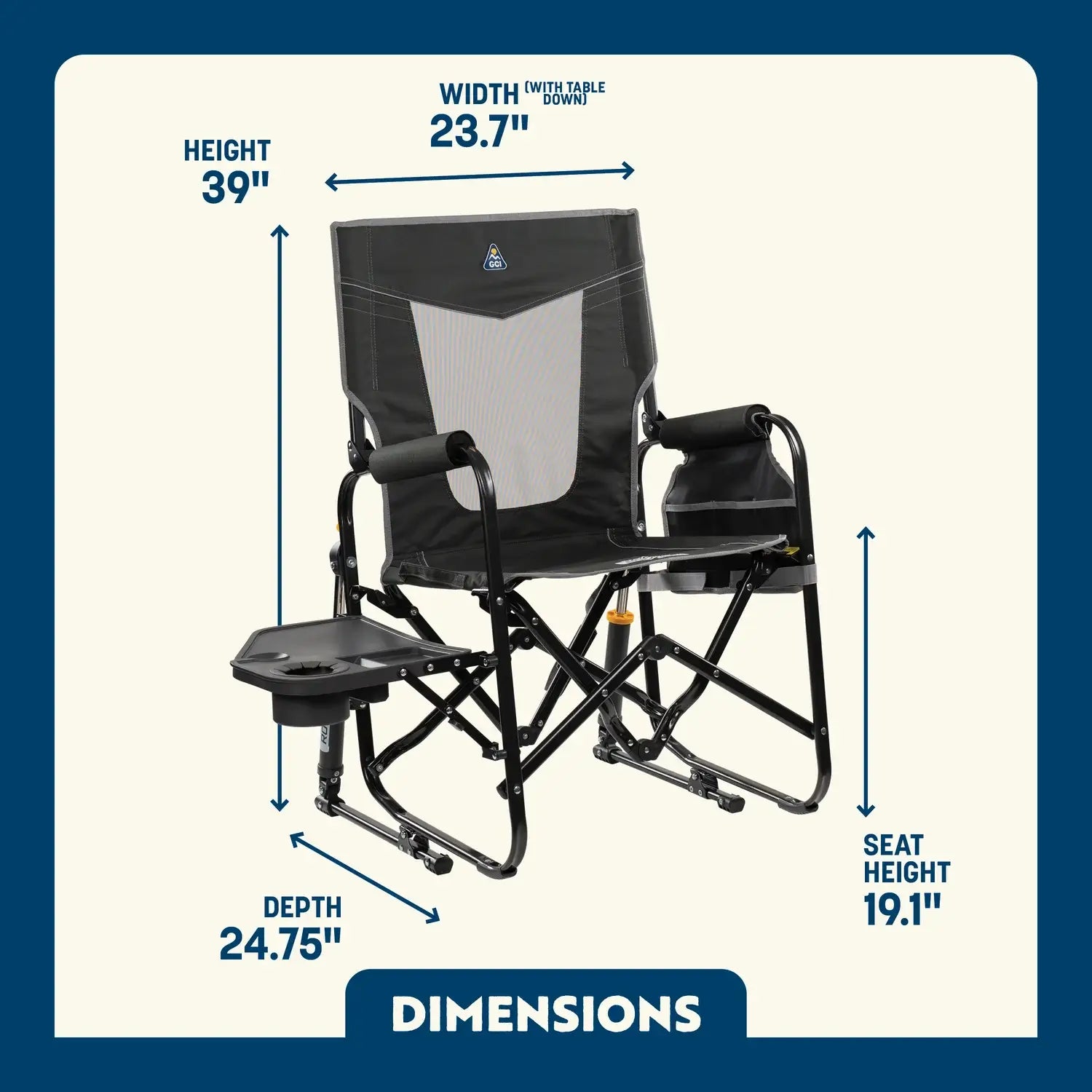 Premium All-Weather Stowaway Rocker with Side Table - Choice 253 - Heavy-Duty Kickback Rocker with Beverage Holder Detail