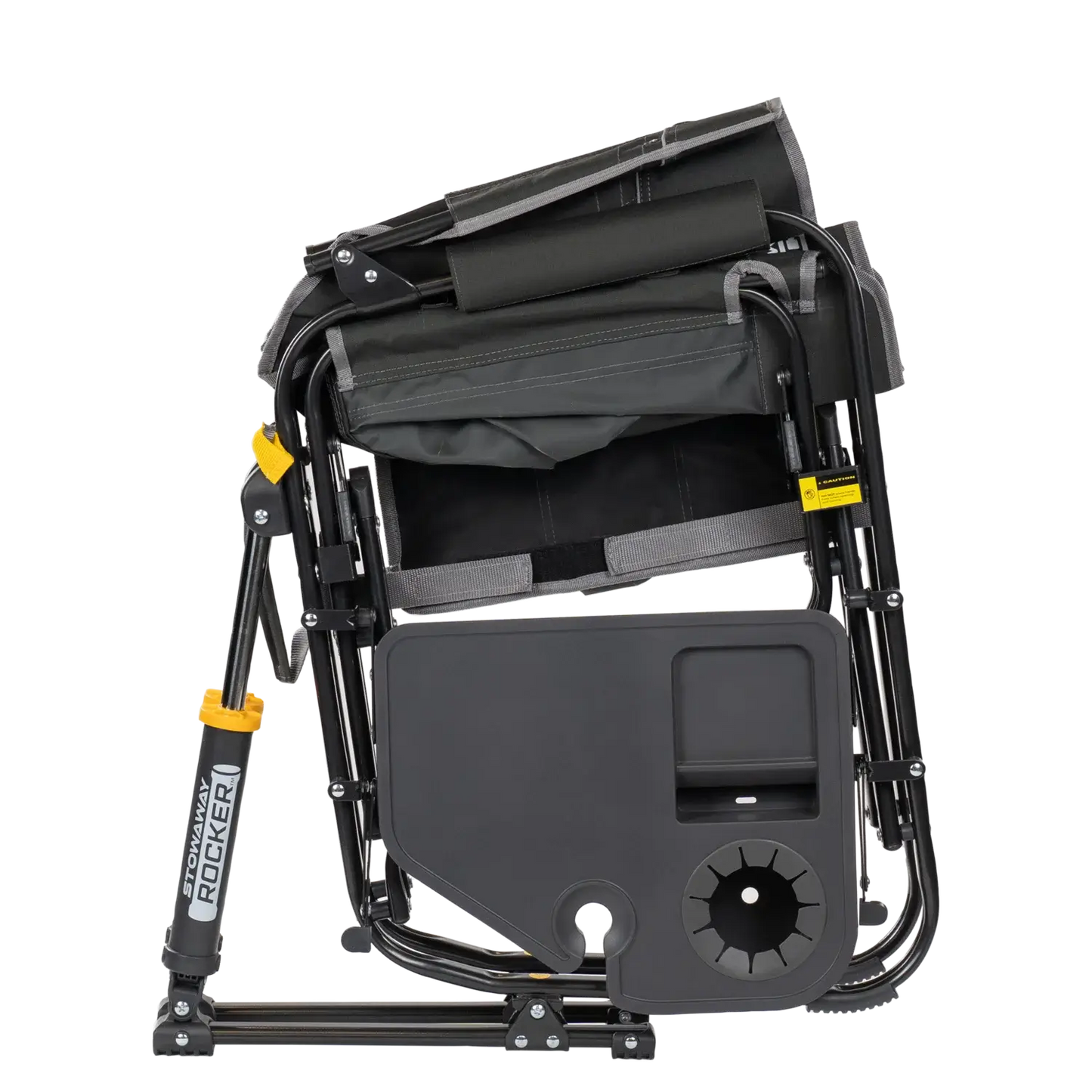 Premium All-Weather Stowaway Rocker with Side Table - Choice 253 - Heavy-Duty Kickback Rocker with Beverage Holder Detail