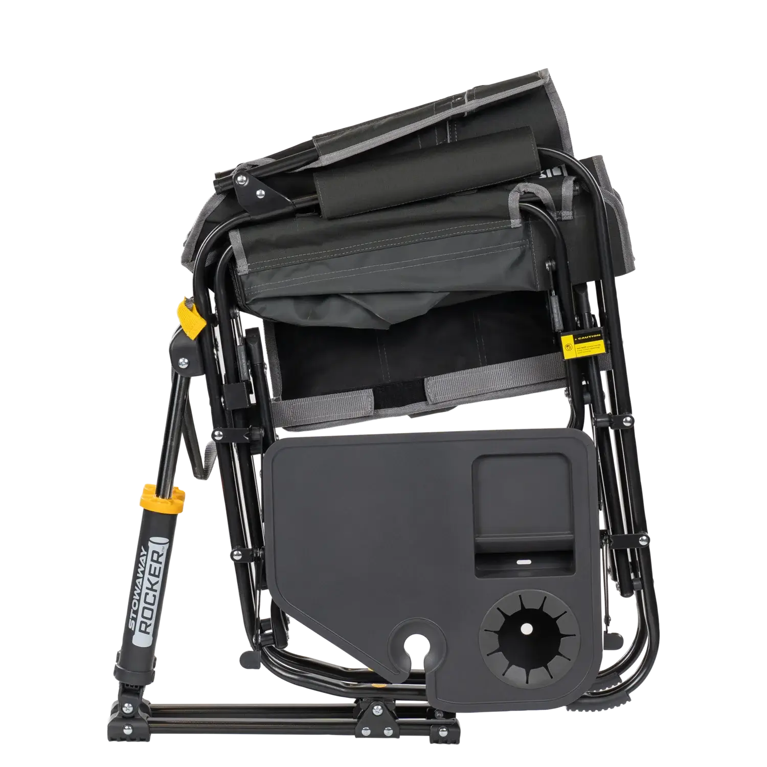 Premium All-Weather Stowaway Rocker with Side Table - Choice 253 - Heavy-Duty Kickback Rocker with Beverage Holder Detail