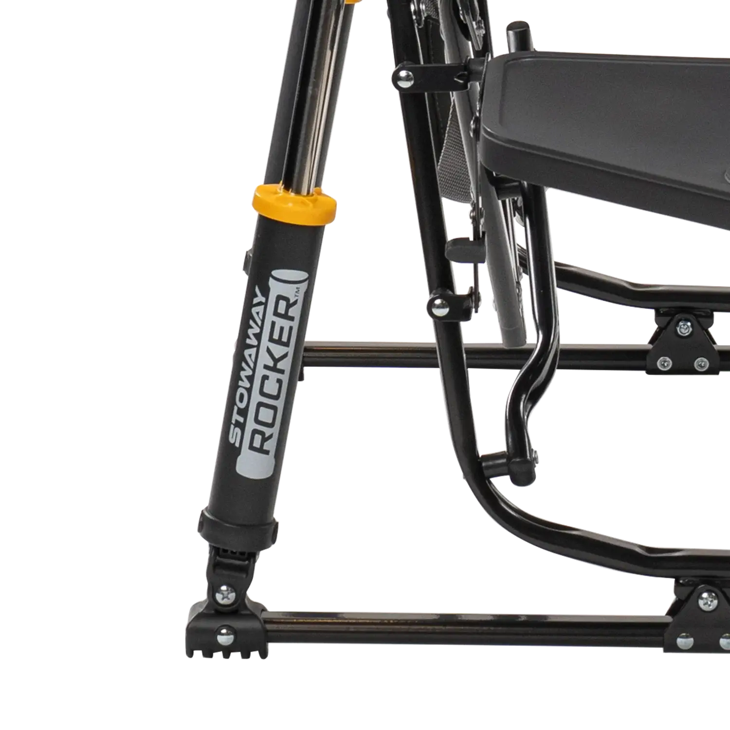Premium All-Weather Stowaway Rocker with Side Table - Choice 253 - Heavy-Duty Kickback Rocker with Beverage Holder Detail