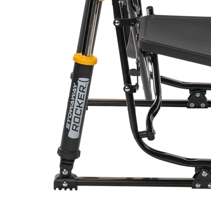 Premium All-Weather Stowaway Rocker with Side Table - Choice 253 - Heavy-Duty Kickback Rocker with Beverage Holder Detail