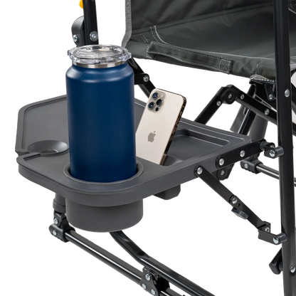 Premium All-Weather Stowaway Rocker with Side Table - Choice 253 - Heavy-Duty Kickback Rocker with Beverage Holder Detail