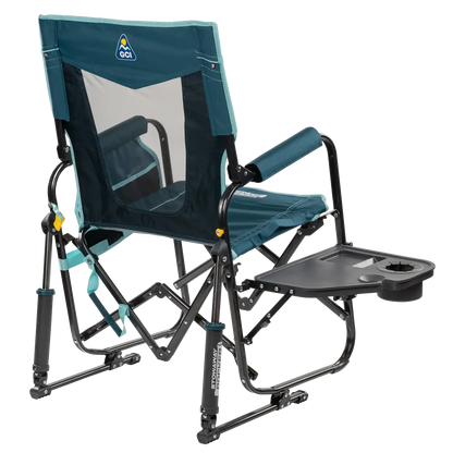Premium All-Weather Stowaway Rocker with Side Table - Choice 253 - Heavy-Duty Kickback Rocker with Beverage Holder Detail