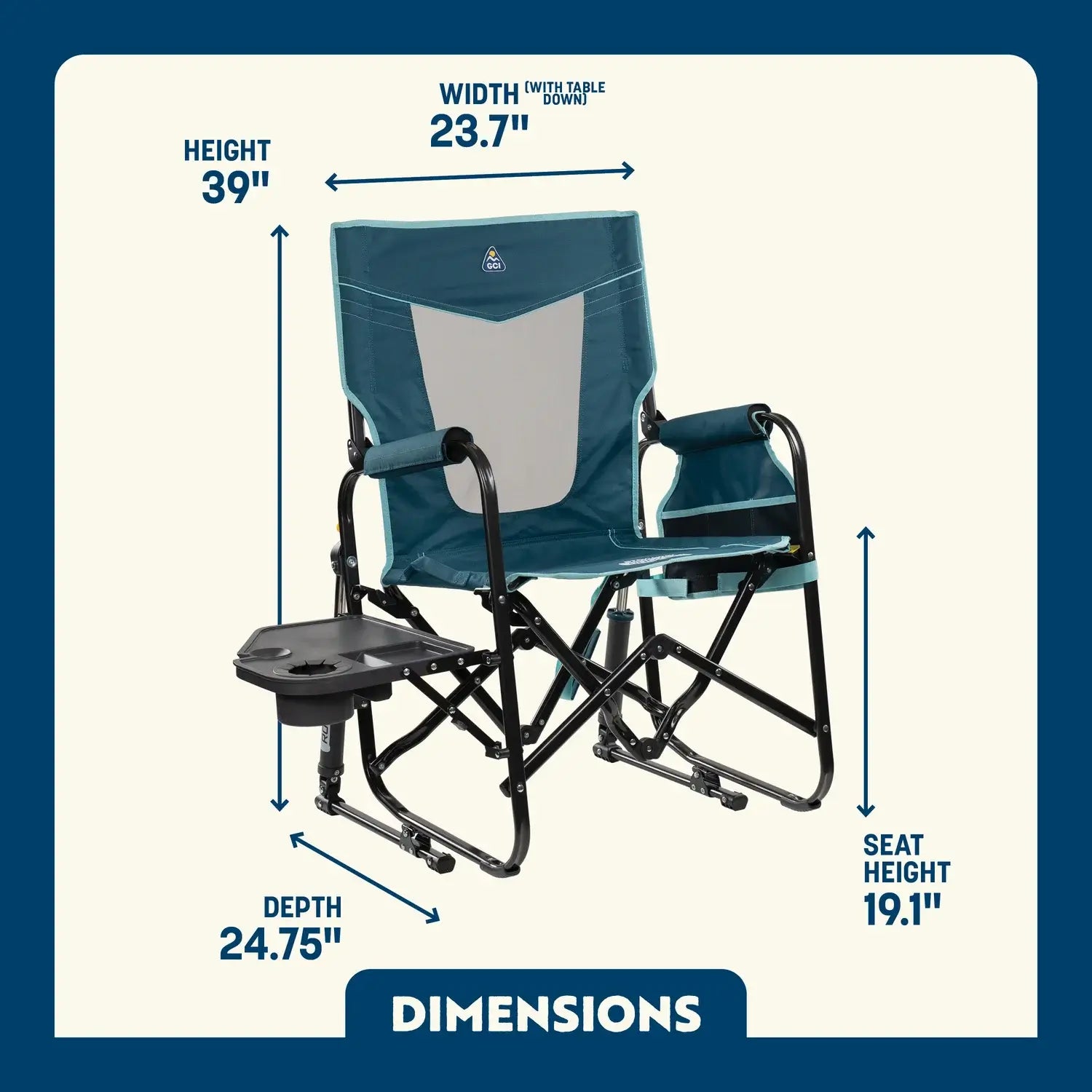 Premium All-Weather Stowaway Rocker with Side Table - Choice 253 - Heavy-Duty Kickback Rocker with Beverage Holder Detail