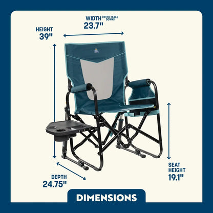 Premium All-Weather Stowaway Rocker with Side Table - Choice 253 - Heavy-Duty Kickback Rocker with Beverage Holder Detail