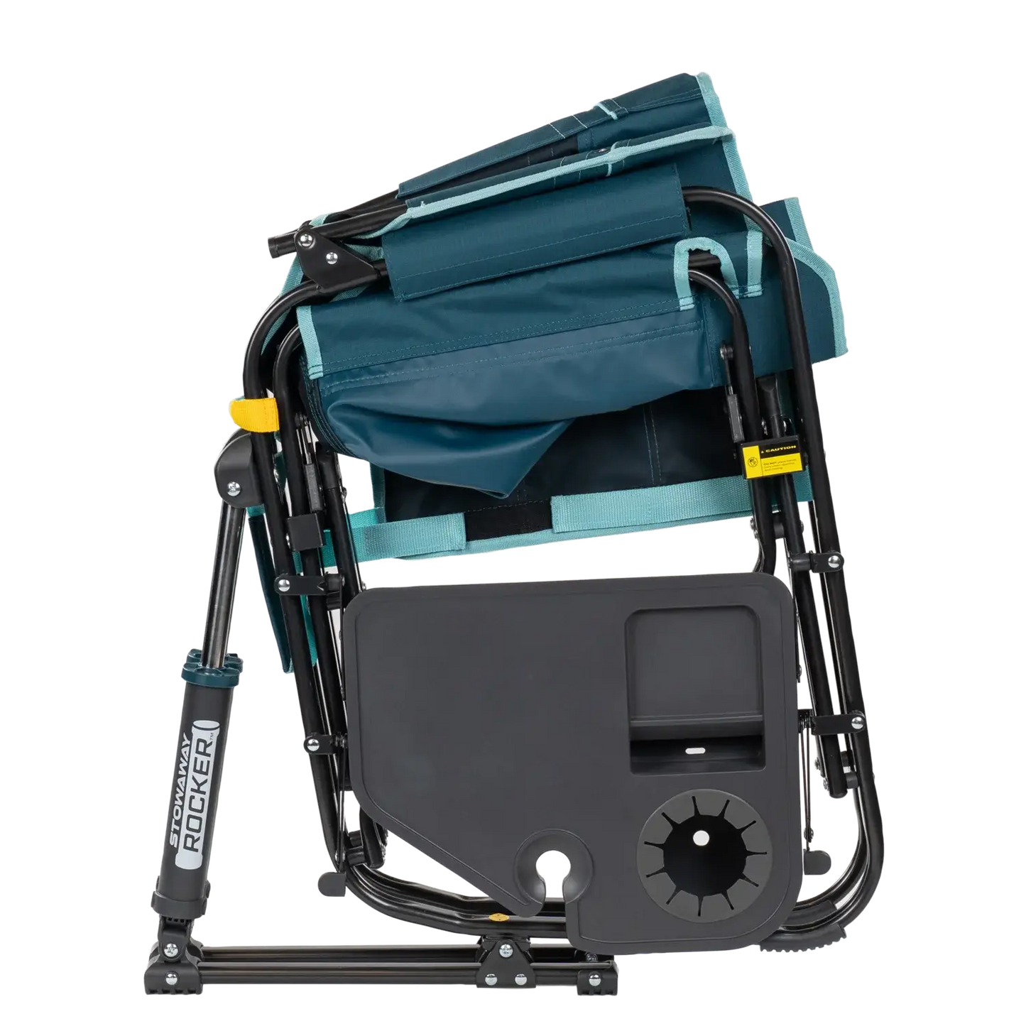 Premium All-Weather Stowaway Rocker with Side Table - Choice 253 - Heavy-Duty Kickback Rocker with Beverage Holder Detail