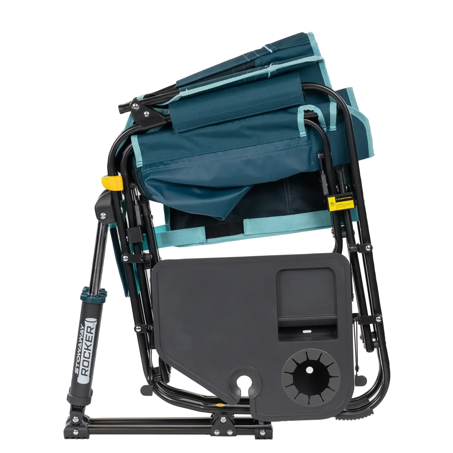 Premium All-Weather Stowaway Rocker with Side Table - Choice 253 - Heavy-Duty Kickback Rocker with Beverage Holder Detail