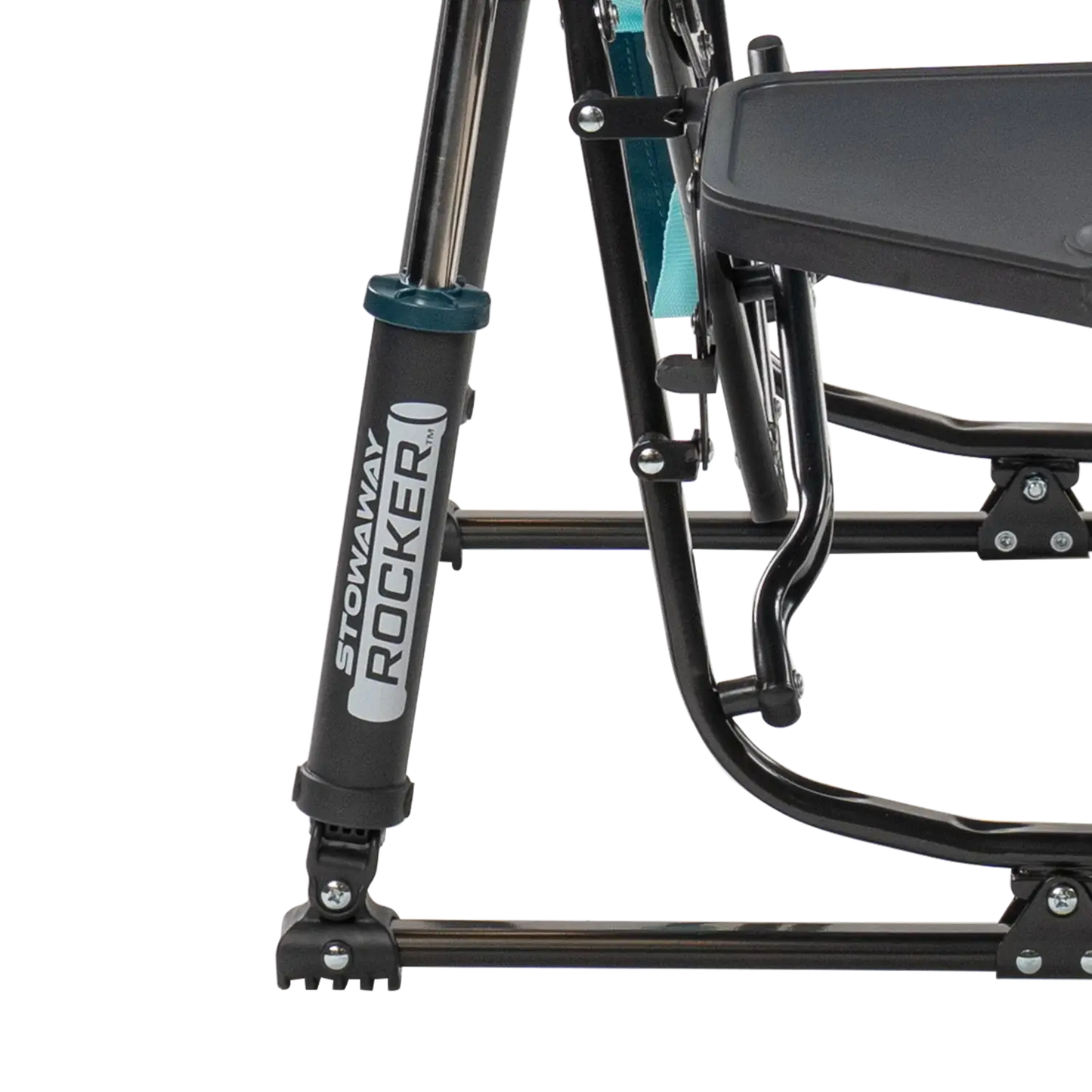 Premium All-Weather Stowaway Rocker with Side Table - Choice 253 - Heavy-Duty Kickback Rocker with Beverage Holder Detail
