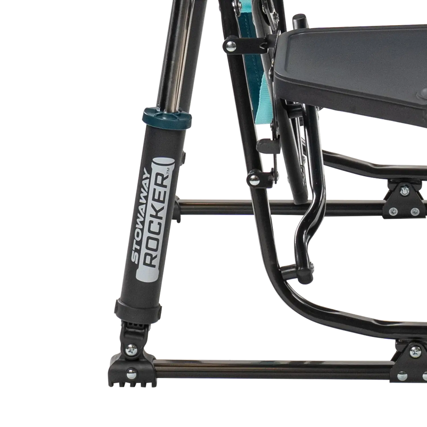 Premium All-Weather Stowaway Rocker with Side Table - Choice 253 - Heavy-Duty Kickback Rocker with Beverage Holder Detail