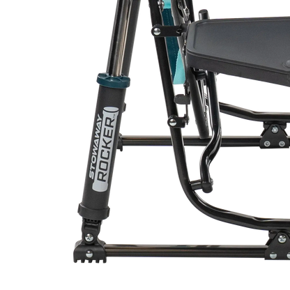Premium All-Weather Stowaway Rocker with Side Table - Choice 253 - Heavy-Duty Kickback Rocker with Beverage Holder Detail