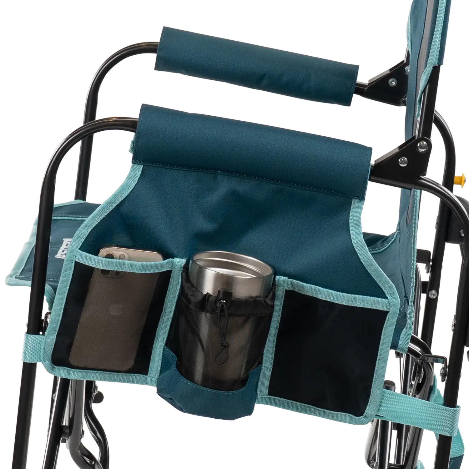 Premium All-Weather Stowaway Rocker with Side Table - Choice 253 - Heavy-Duty Kickback Rocker with Beverage Holder Detail