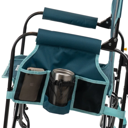 Premium All-Weather Stowaway Rocker with Side Table - Choice 253 - Heavy-Duty Kickback Rocker with Beverage Holder Detail