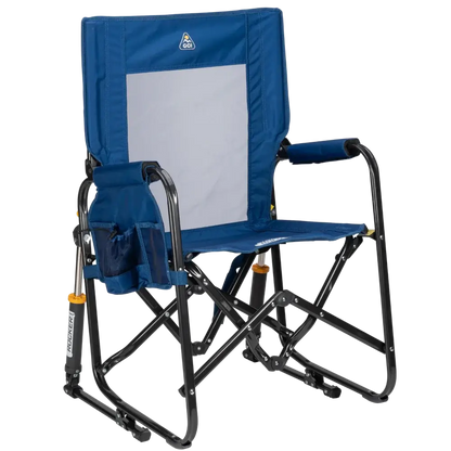 Luxury Camp Stowaway Rocker - Choice 794 - Freestyle Rocker Portable Outdoor Folding Chair - Soft Navy