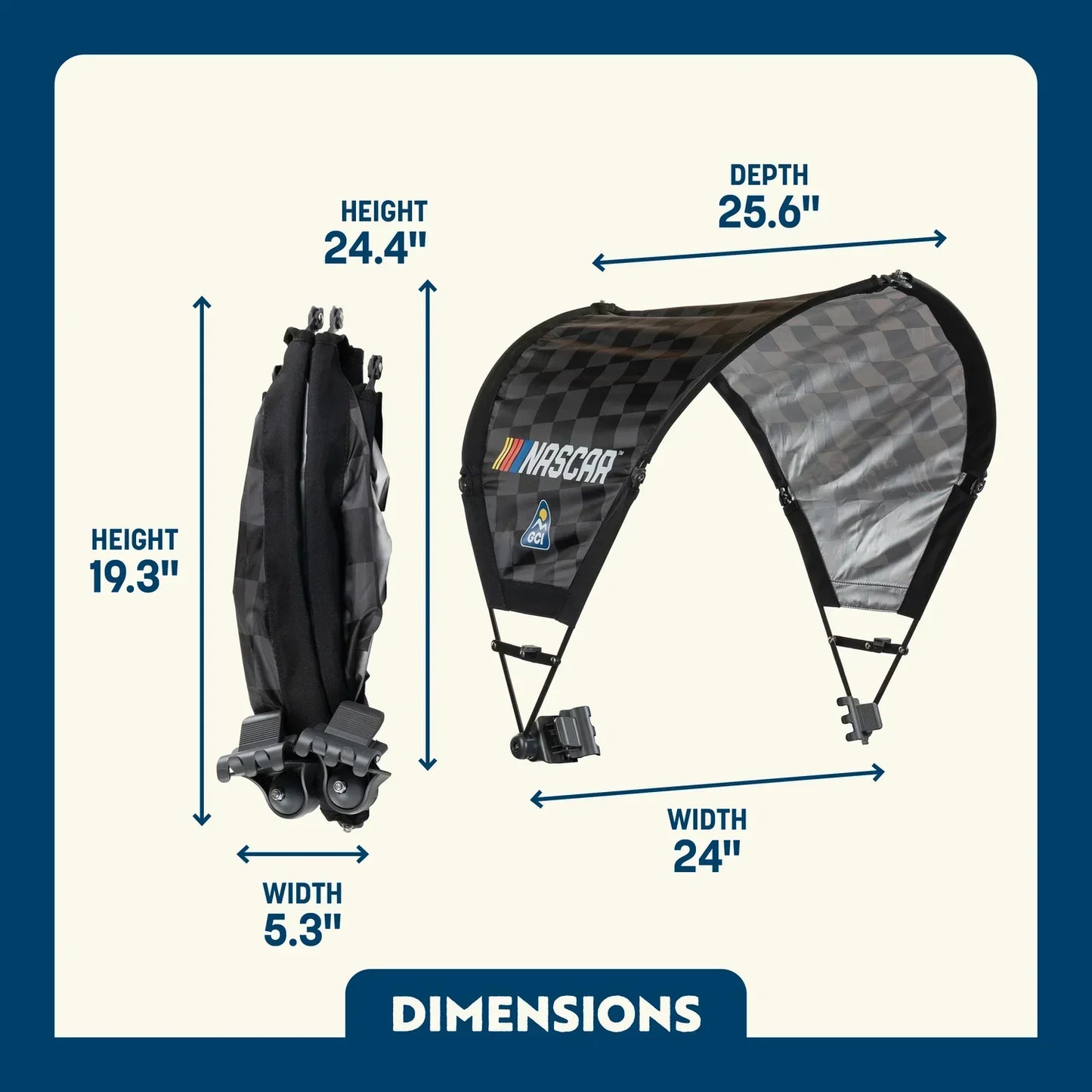 Heavy Duty SunShade Accessory - NASCAR - Choice 704 - Portable Beach Canopy with Adjustable Shade Angle Detail