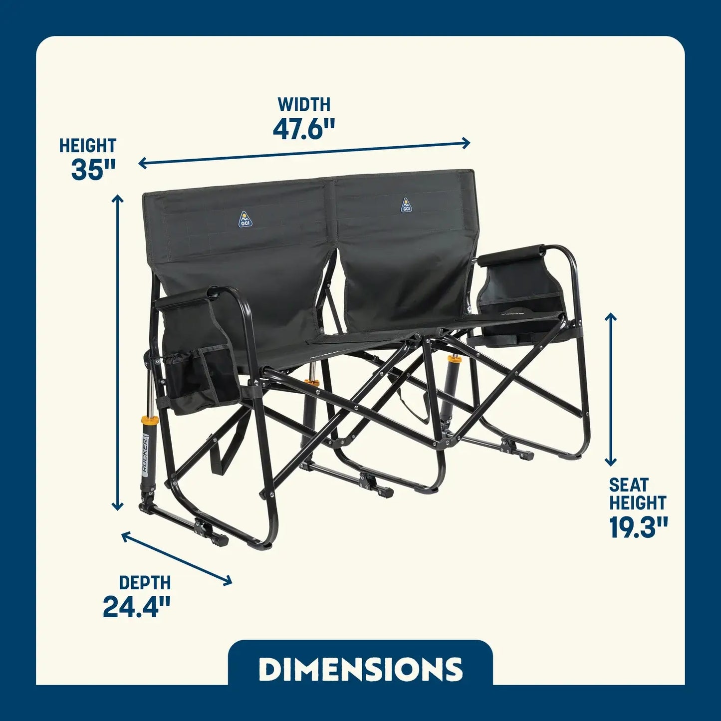 Patented Spring-Action Tandem Rocker - Choice 227 - RoadTrip Rocker Smooth Motion Camp Chair Detail